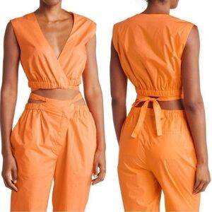 NICHOLAS Tarla Tie Hem Sleeveless Cropped Top Orange US 4